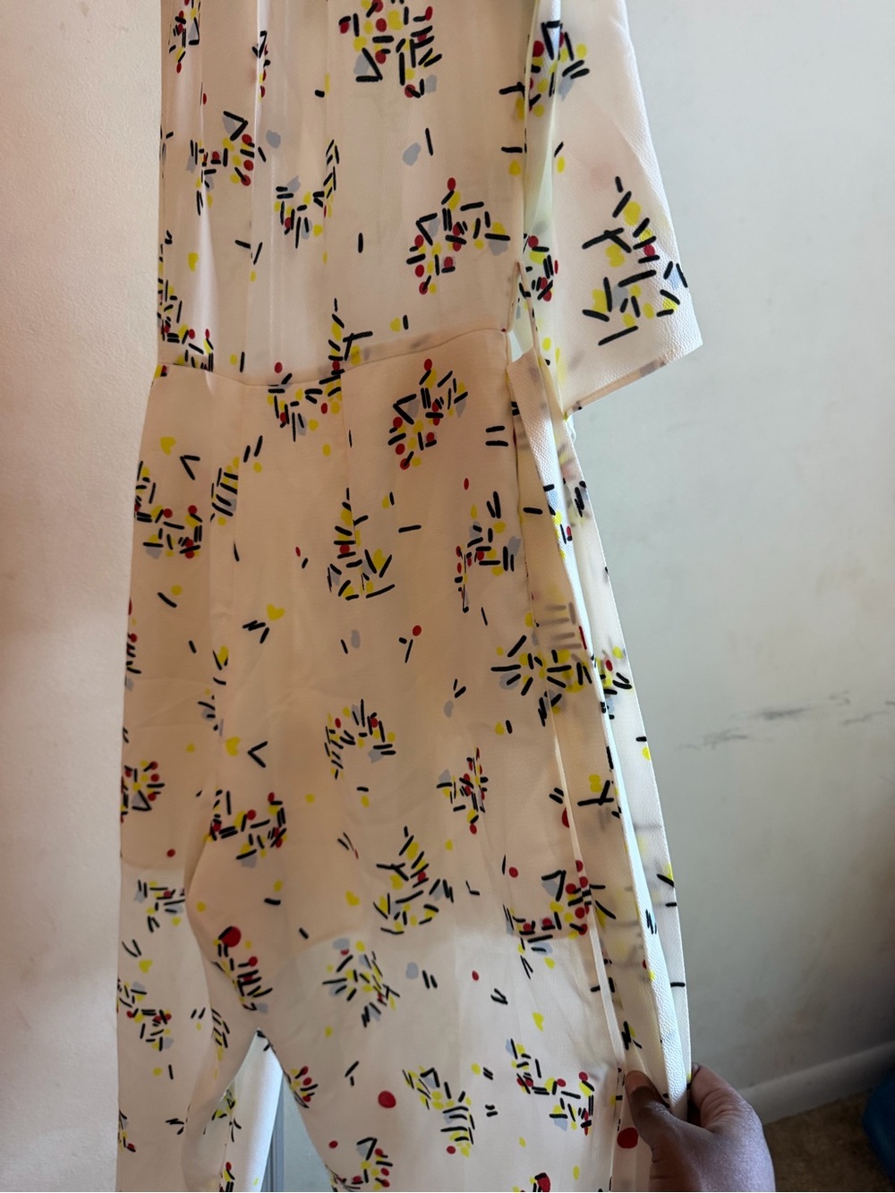Armani Exchange Cream Jumpsuit with Multicolor Confetti Print
